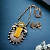 Silver Replica Necklace | Elephant Design Pendant Set | Monalisa Stone Necklaces