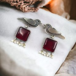 Stylish Bird Earrings | High-Quality Stone With Antique Finish Qxidized Dangler Studs