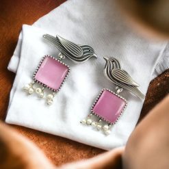 Stylish Bird Earrings | High-Quality Stone With Antique Finish Qxidized Dangler Studs