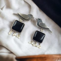 Stylish Bird Earrings | High-Quality Stone With Antique Finish Qxidized Dangler Studs