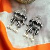 Elephant Earrings | Antique Look Bollywood Style Oxidised Stud Earring