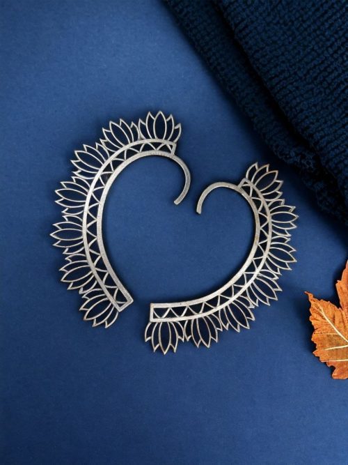 Silver Replica Lotus Earcuff | Unique Earrings No Piercing | Trendy Jewelry