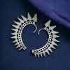 Silver Replica Feather Earcuff | Oxidized Unique Without Piercing Earrings