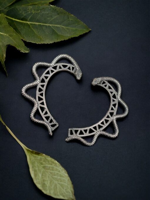 Silver Replica Snake Design Earcuff | Unique Earrings Without Piercing