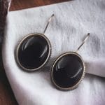 Oxidised Silver Look Like Stone Earrings - Best Quality Stone Studs For Girls - "Black"