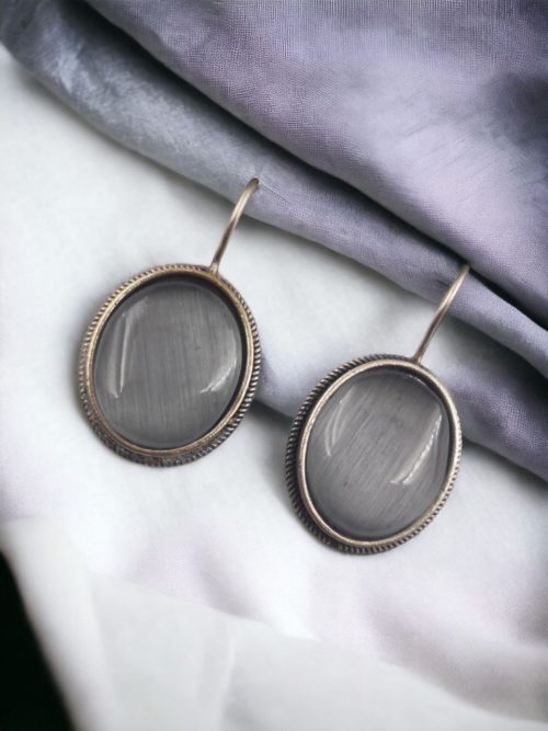 Oxidised Silver Look Like Stone Earrings - Best Quality Stone Studs For Girls