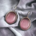 Oxidised Silver Look Like Stone Earrings - Best Quality Stone Studs For Girls - "Babypink"