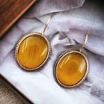 Oxidised Silver Look Like Stone Earrings - Best Quality Stone Studs For Girls - "Yellow"