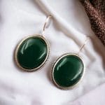 Oxidised Silver Look Like Stone Earrings - Best Quality Stone Studs For Girls - "Green"