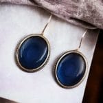 Oxidised Silver Look Like Stone Earrings - Best Quality Stone Studs For Girls - "Blue"