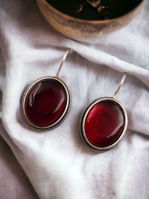 Oxidised Silver Look Like Stone Earrings - Best Quality Stone Studs For Girls