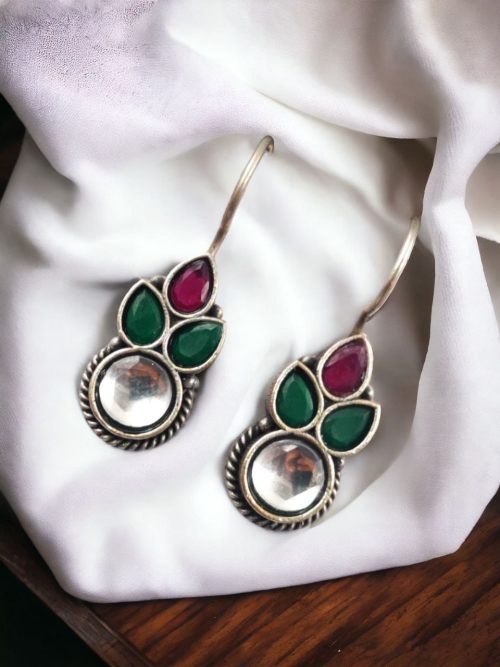 Trendy Silver Look Like Hook Earrings | Oxidized Daily-wear Earrings