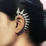 Silver Replica Feather Earcuff | Oxidized Unique Without Piercing Earrings
