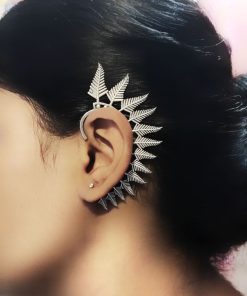 Silver Replica Feather Earcuff | Oxidized Unique Without Piercing Earrings