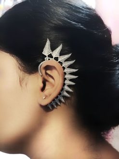Silver Replica Feather Earcuff | Oxidized Unique Without Piercing Earrings