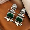 Silver Look Earrings | Trendy Oxidized Antique Stone Jewelry