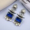 Silver Look Earrings | Trendy Oxidized Antique Stone Jewelry