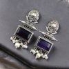 Silver Look Earrings | Trendy Oxidized Antique Stone Jewelry