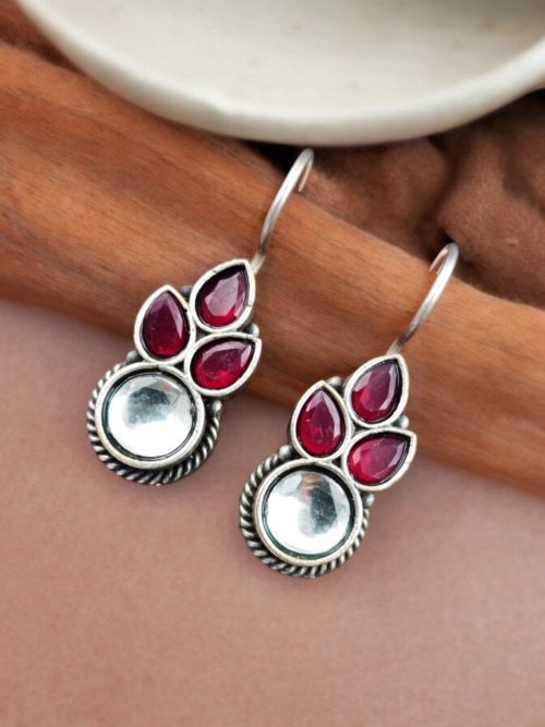 Trendy Silver Look Like Hook Earrings | Oxidized Daily-wear Earrings