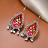 Silver Replica Hand-painted Earrings - Dangler Hook Style Jewellery