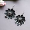 Silver look alike Flower Earrings | Oxidized Hook Style Jewelry For Girls