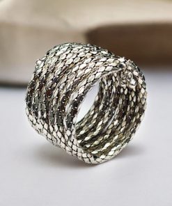 Silver Plated Spiral Bracelet | Free Size Oxidized Bangles for Girls