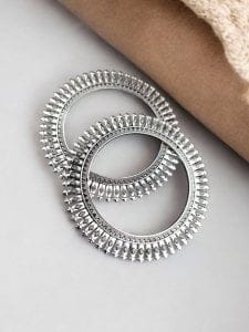 Affordable Oxidized Bangles | Unique Silver Plated Chudiya For Girls - Size: "2.6"