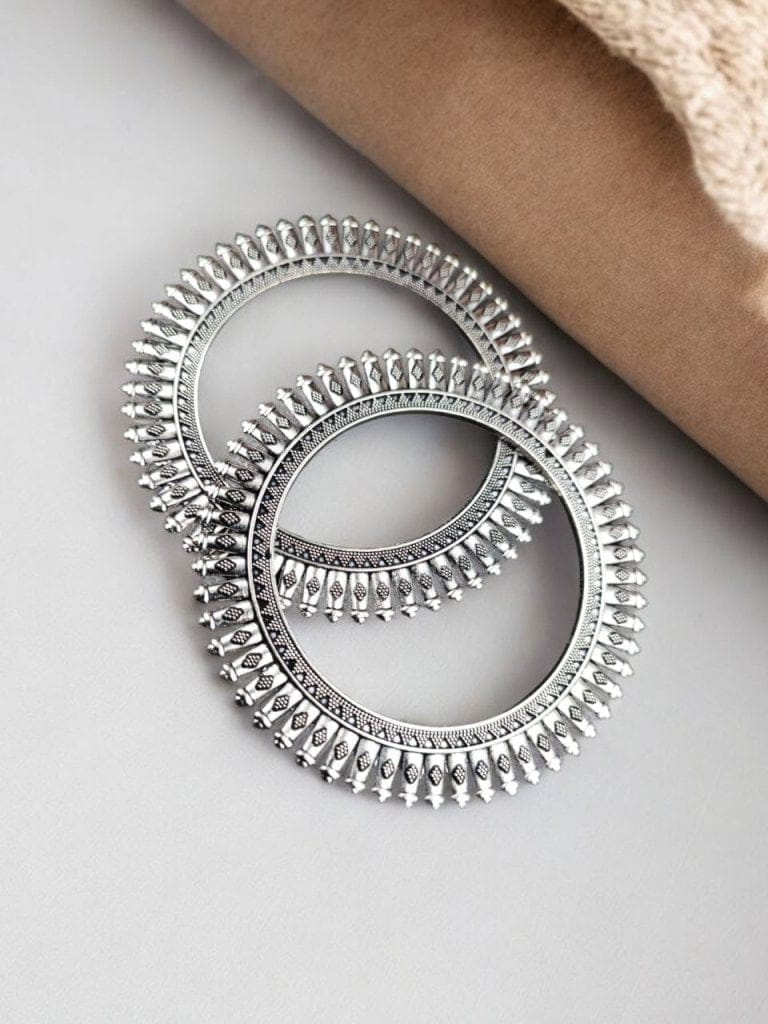 Bulk 236 Affordable Oxidized Bangles | Unique Silver Plated Chudiya For Girls - "2.6"