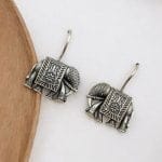 Oxidized Elephant Earrings - Silver Look Best-selling Dailywear Hook Earring