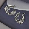 Silver Replica Peacock Stud | Floral Art Peacock Design Earrings