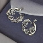 Silver Replica Peacock Stud | Best Floral Art Peacock Design Earrings