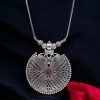 Traditional Best Oxidised Long Round Pendant Necklace For Women