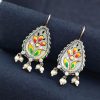 Silver Replica Hand-painted Earrings - Dangler Hook Style Jewellery