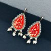 Silver Replica Hand-painted Earrings - Dangler Hook Style Jewellery