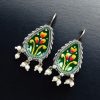 Silver Replica Hand-painted Earrings - Dangler Hook Style Jewellery
