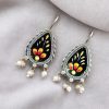 Silver Replica Hand-painted Earrings - Dangler Hook Style Jewellery
