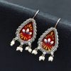 Silver Replica Hand-painted Earrings - Dangler Hook Style Jewellery