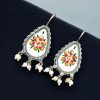 Silver Replica Hand-painted Earrings - Dangler Hook Style Jewellery