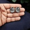 Oxidised Silver Look Like Stone Stud Earrings (Silver Look aLike Jewelry)