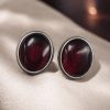 Oxidised Silver Look Like Stone Stud Earrings (Silver Look aLike Jewelry)