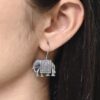 Oxidized Elephant Earrings - Silver Look Dailywear Hook Earring