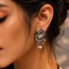 Silver Oxidised Bird Stud Earrings | Best Daily-wear Silver-Touch Jewelry