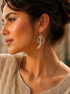 Peacock Earrings | Affordable German Silver Hook Dangler Jewelry