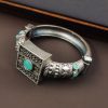 Silver Look Bangle | Free Size Openable Kada | Oxidized Bracelet