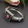Silver Look Bangle | Free Size Openable Kada | Oxidized Bracelet