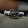 Silver Look Bangle | Free Size Openable Kada | Oxidized Bracelet