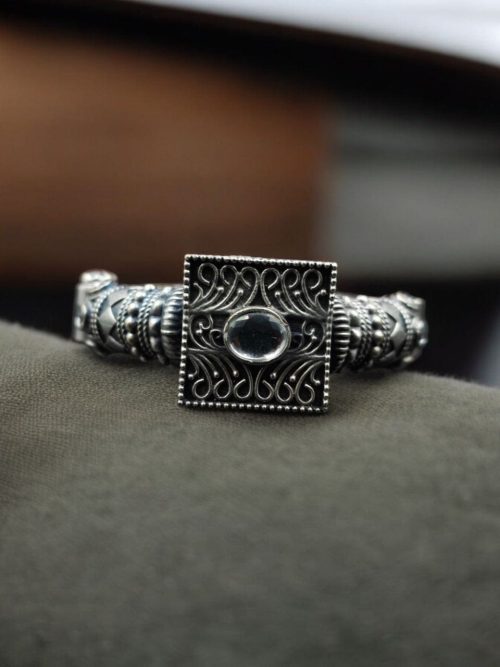 Silver Look Bangle | Free Size Openable Kada | Oxidized Bracelet