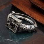 Silver Look Bangle | Free Size Openable Kada | Oxidized Bracelet