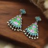 Coloful Hand-Painted Earrings With Monalisa Stone | Handcrafted Jewelry