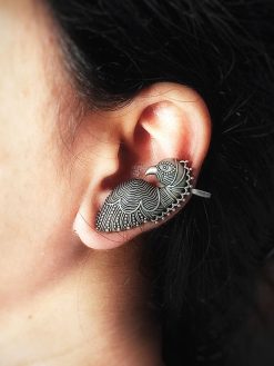 Parrot Earcuff | Silver Replica Earrings | Unique Ear cuff Style Jewelry